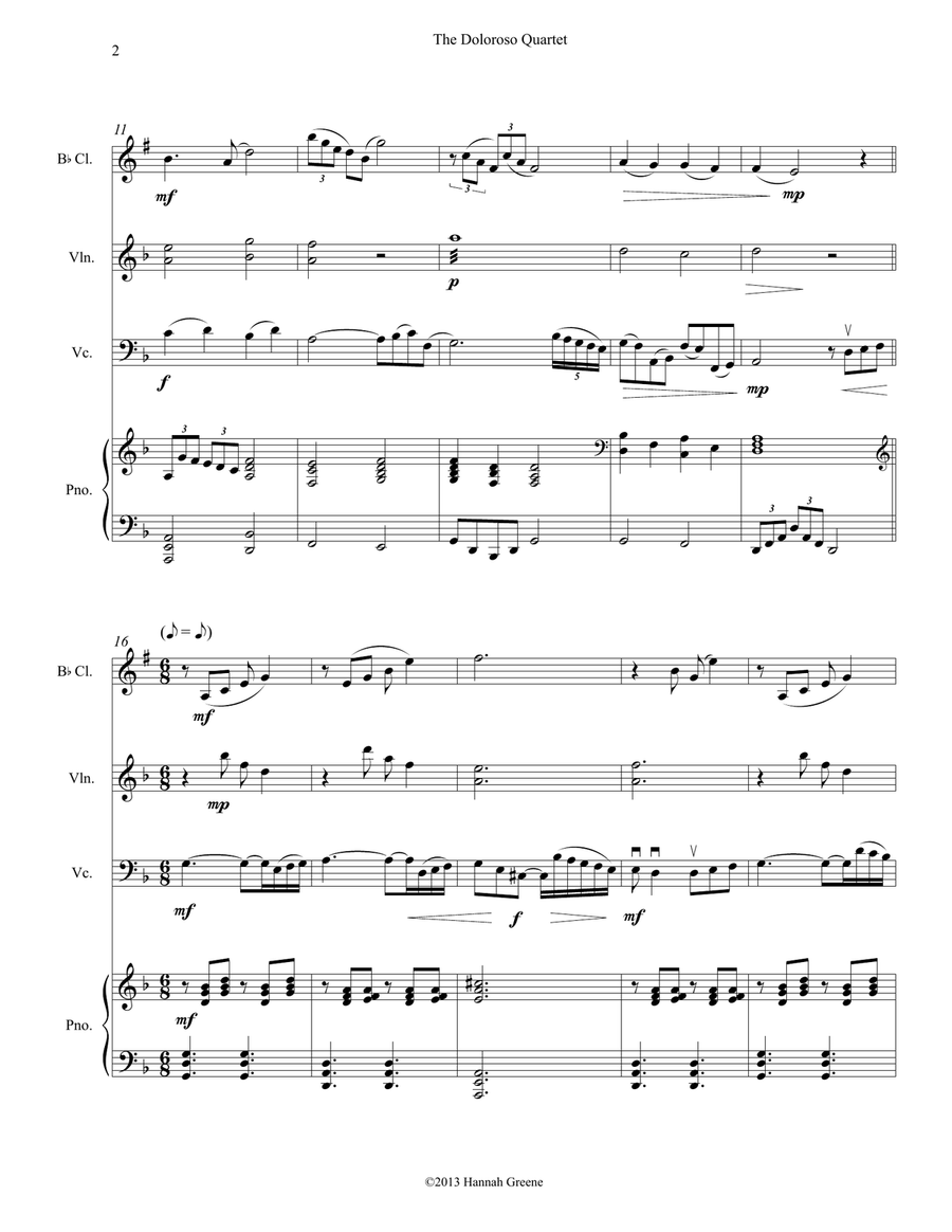 Doloroso Quartet Small Ensemble scores gallery preview page 3