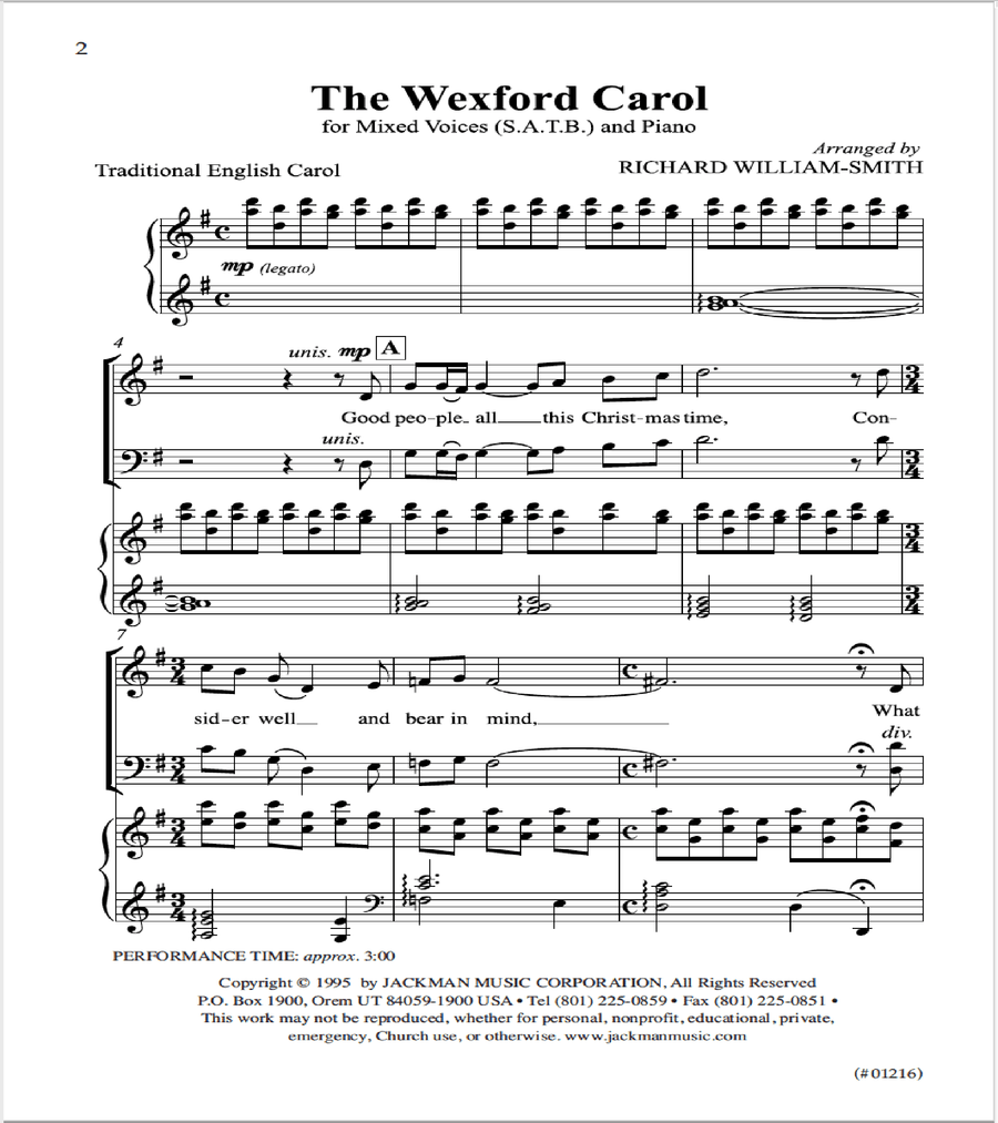 The Wexford Carol - SATB 4-Part scores gallery preview page 2