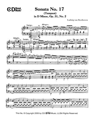 Book cover for Sonata No. 17 In D Minor (tempest), Op. 31, No. 2
