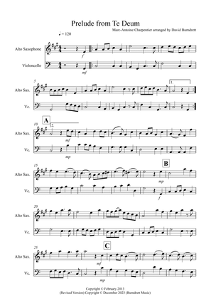 Prelude from Te Deum for Alto Saxophone and Cello Duet