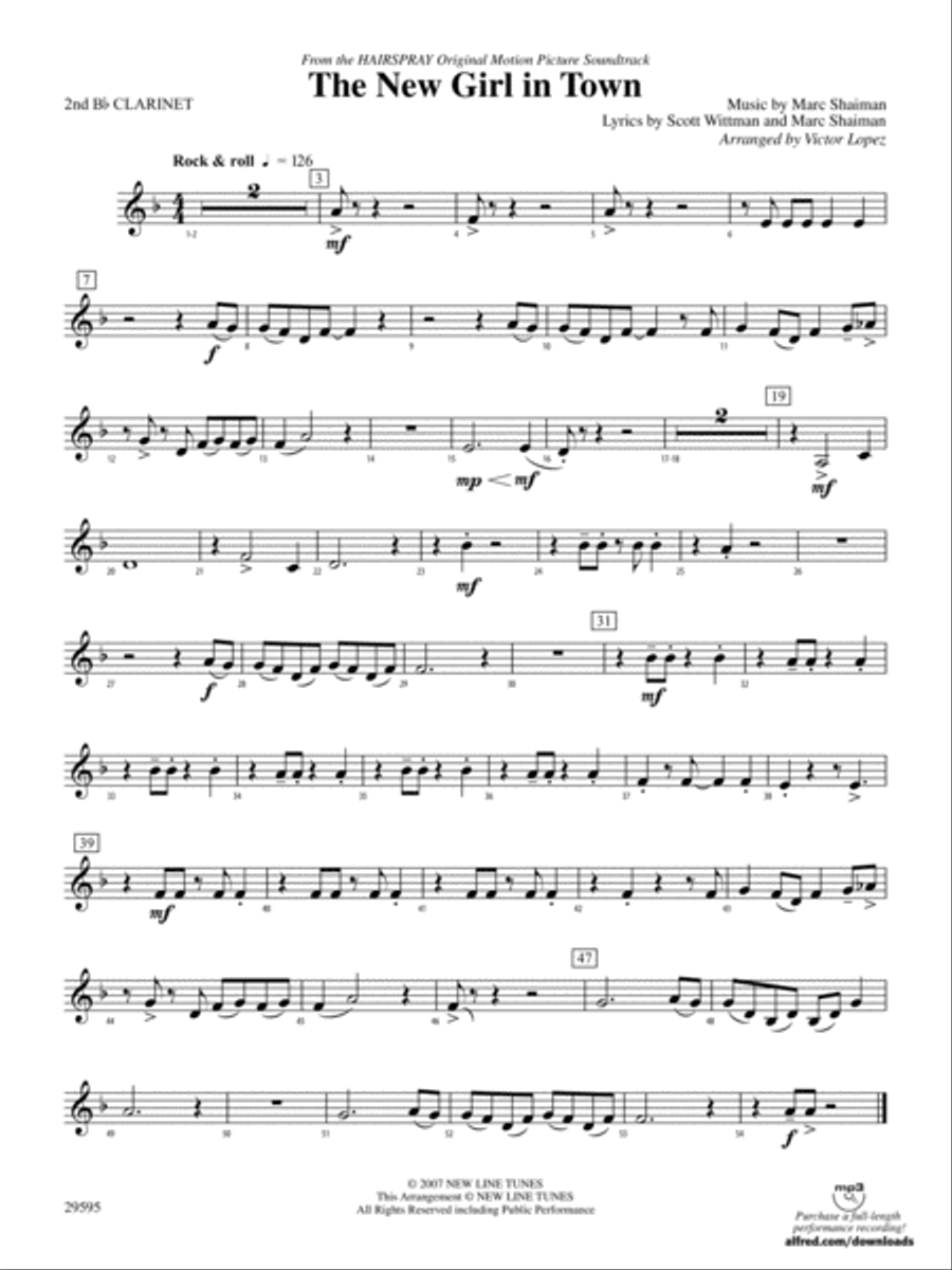 The New Girl in Town: 2nd B-flat Clarinet Concert Band scores gallery preview page 1