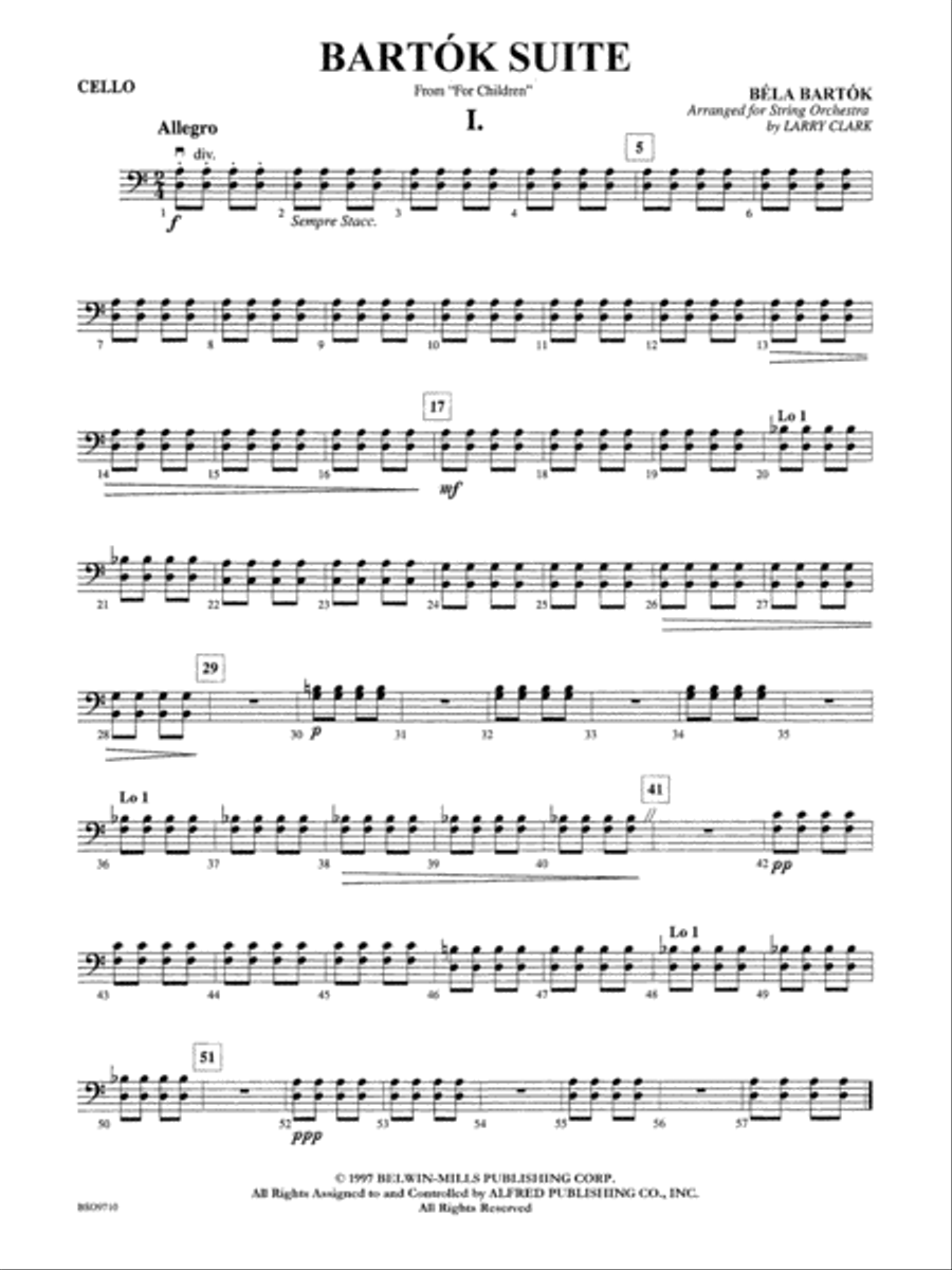 Bartók Suite: Cello String Orchestra scores gallery preview page 1