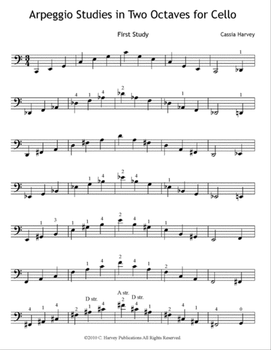 Arpeggio Studies in Two Octaves for the Cello Cello scores gallery preview page 2