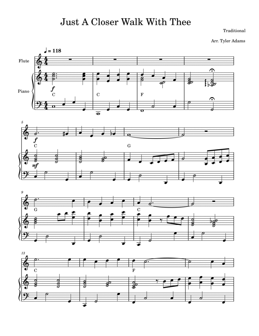 Just A Closer Walk With Thee (Flute Solo and Piano) Just A Closer Walk With Thee (Flute Solo and Piano) Flute Solo scores gallery preview page 1