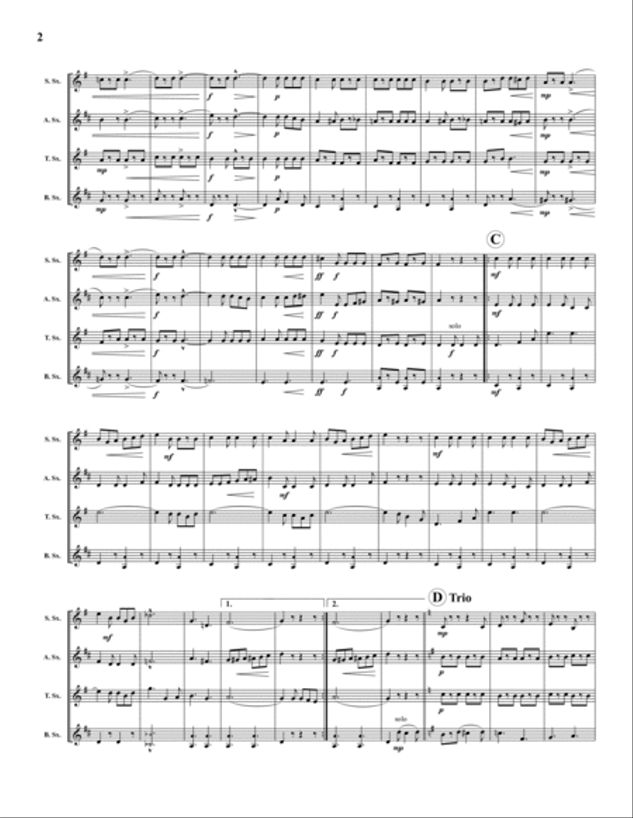 Washington Post March Saxophone Quartet scores gallery preview page 2