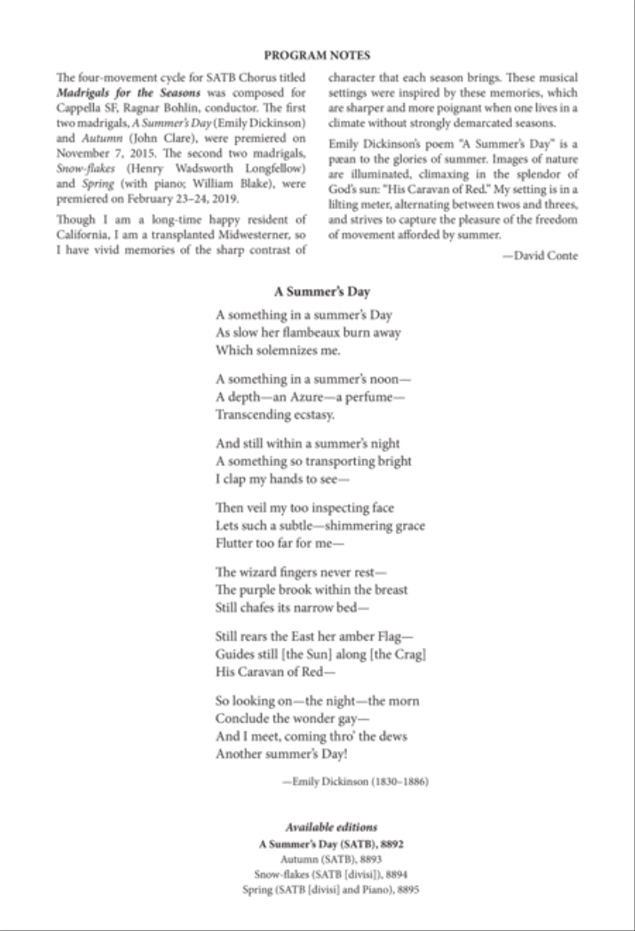 A Summer's Day 4-Part scores gallery preview page 1