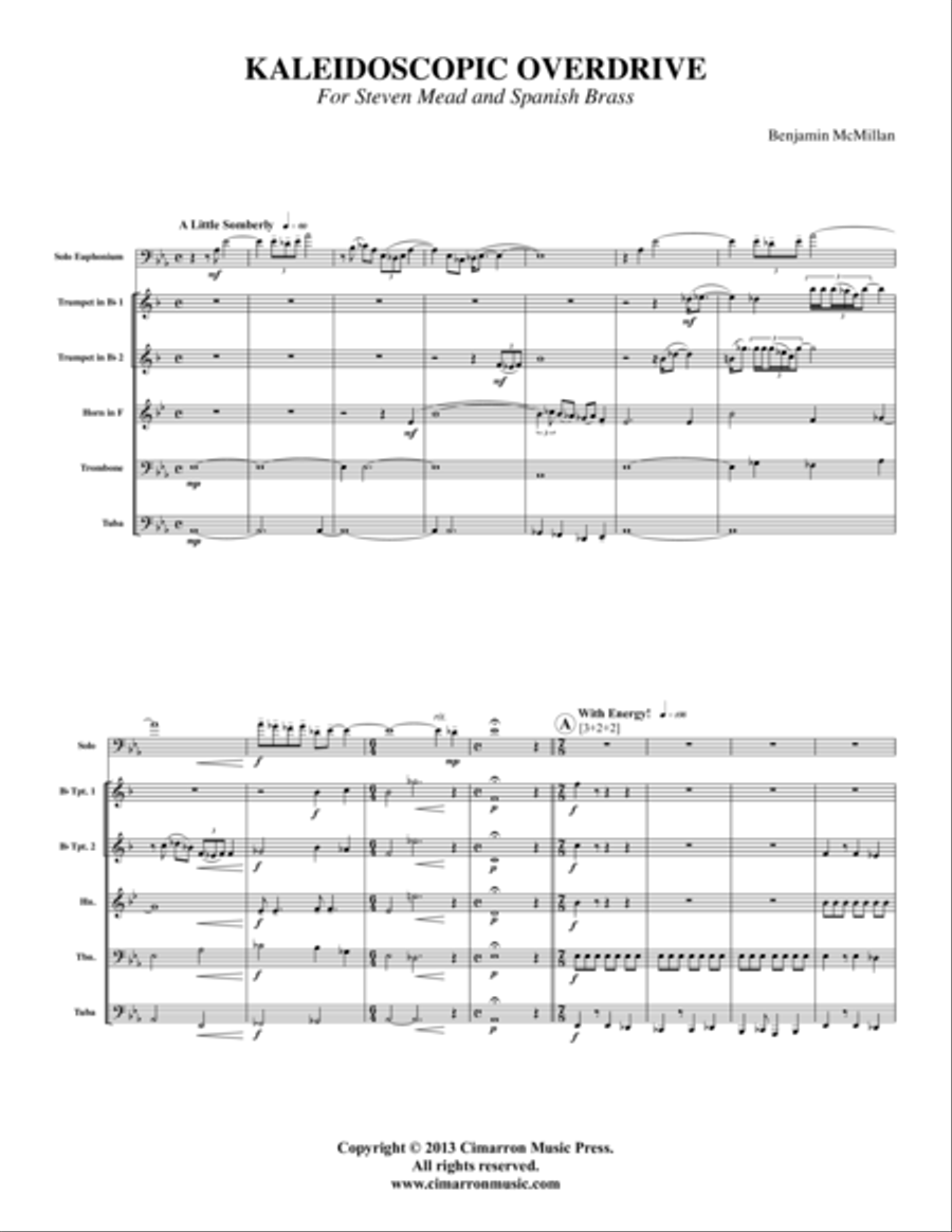Kaleidoscopic Overdrive Brass Quintet scores gallery preview page 1