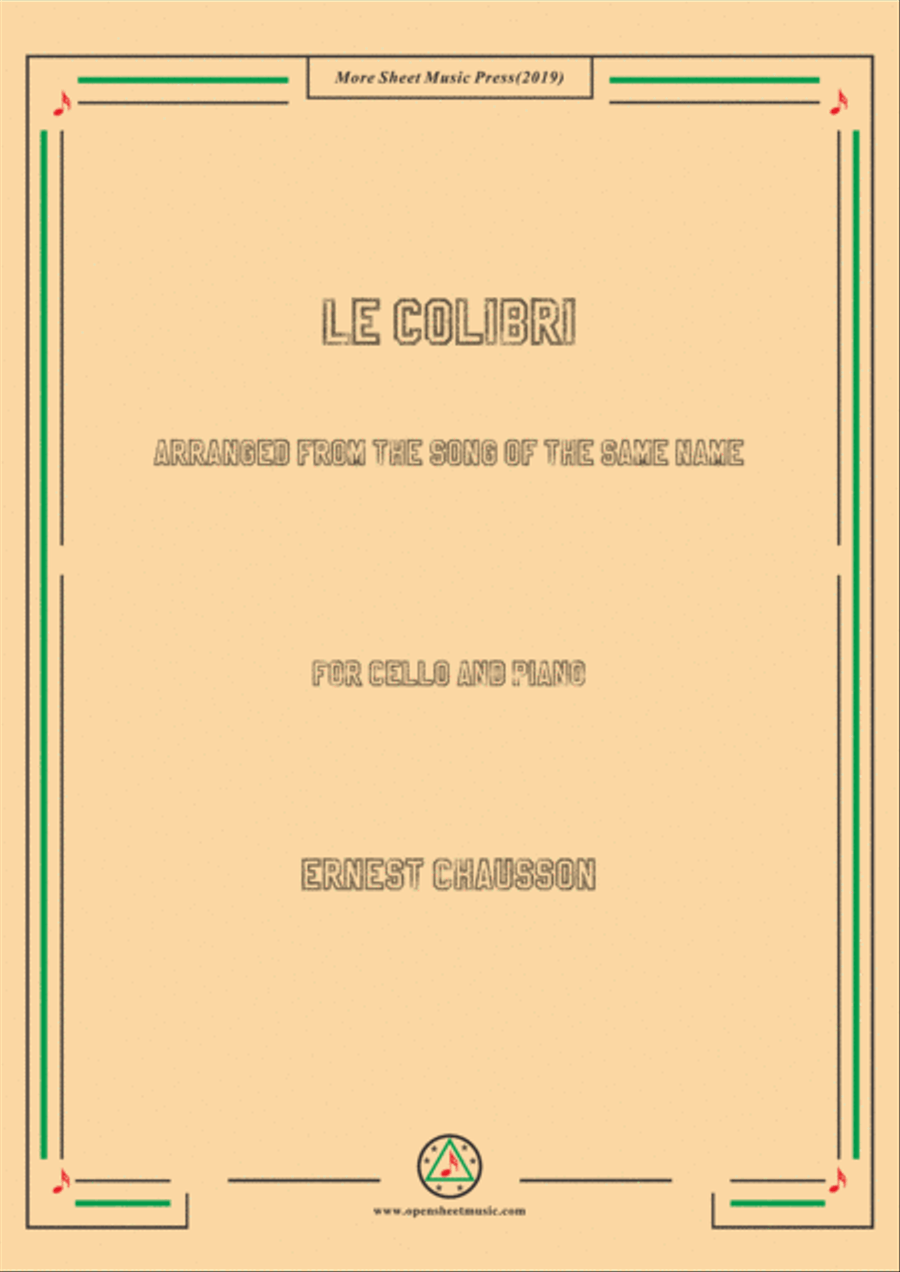Chausson-Le colibri, for Cello and Piano Piano scores gallery preview page 1