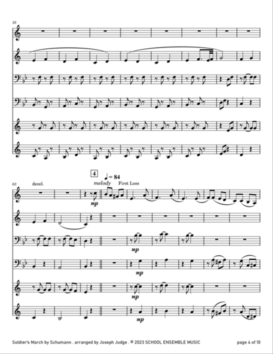 Soldier's March by Schumann for Brass Quartet in Schools Brass Quartet scores gallery preview page 4