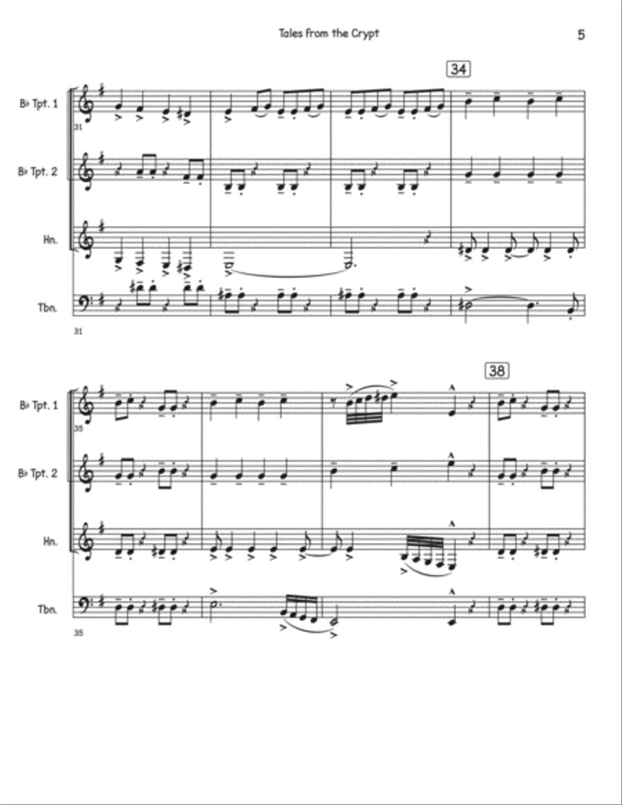 Tales From The Crypt Theme Horn scores gallery preview page 6