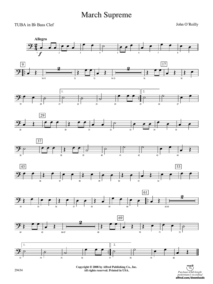 March Supreme: (World Part) B-flat Tuba B.C.