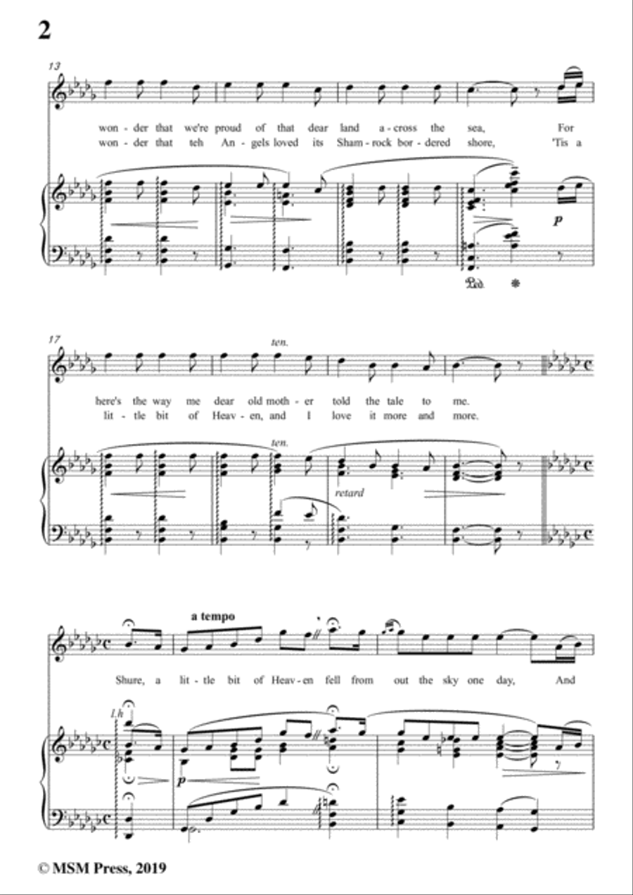 Ernest R. Ball-Little Bit of Heaven,in b flat minor,for Voice and Piano Voice Solo scores gallery preview page 4