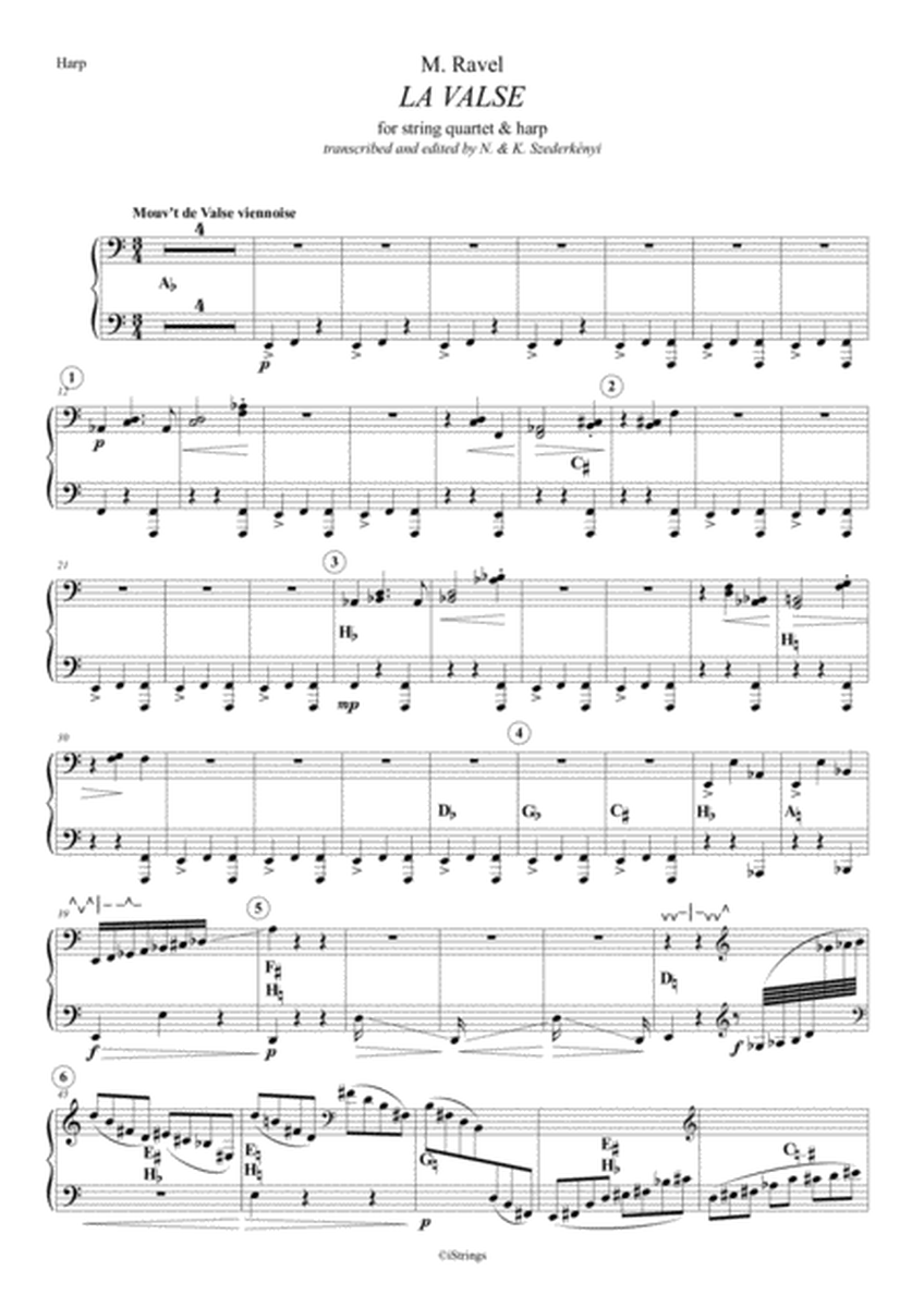 La Valse for string quartet & harp (parts only)