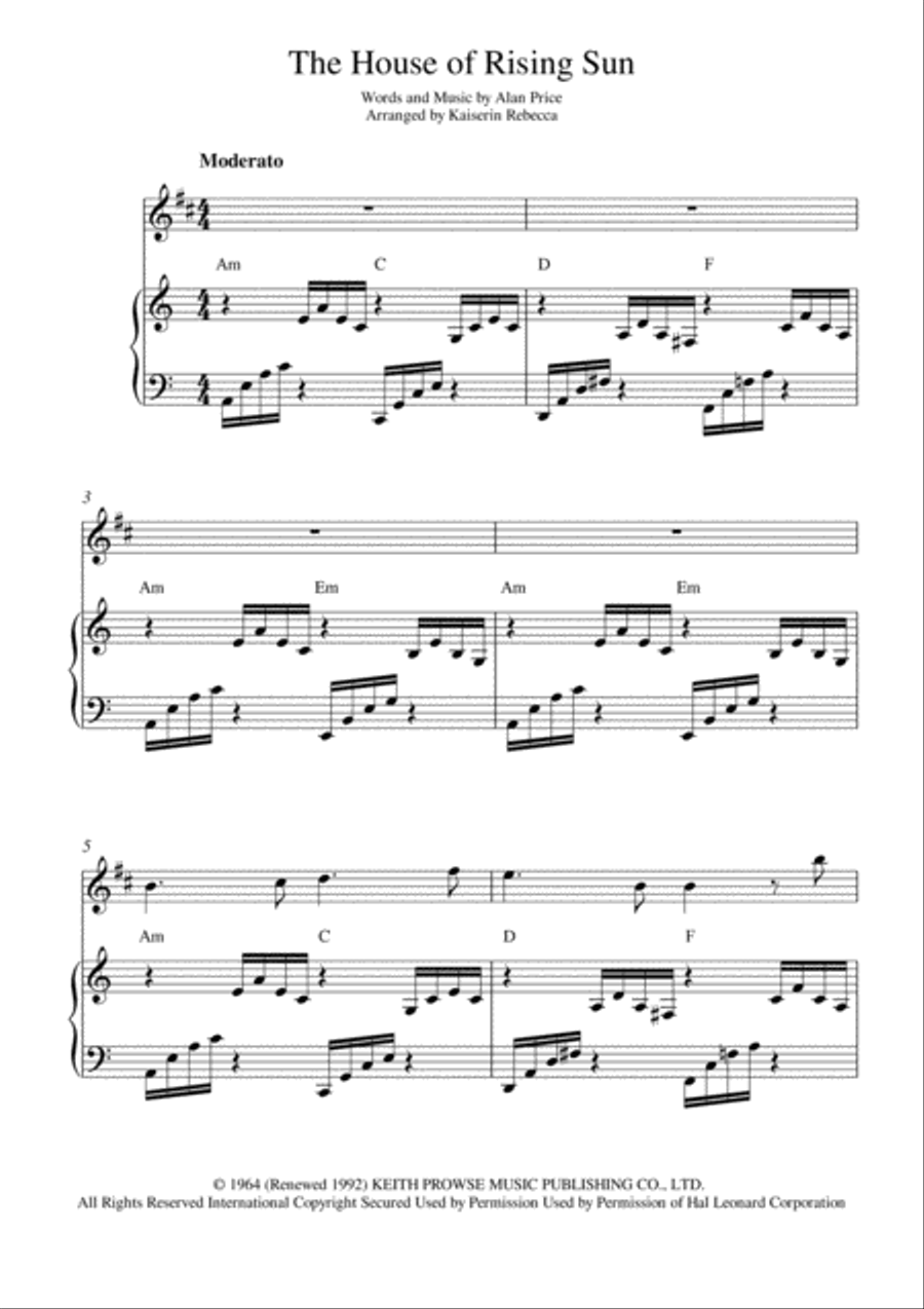 The House Of The Rising Sun Tenor Saxophone scores gallery preview page 1