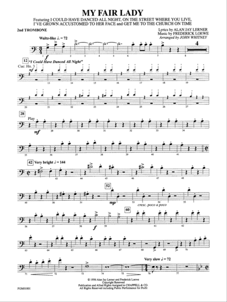 My Fair Lady (Medley): 2nd Trombone Full Orchestra scores gallery preview page 1