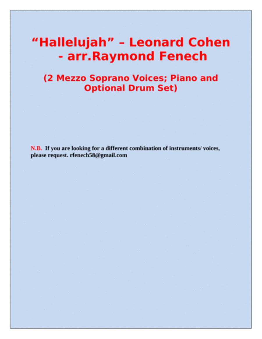 Hallelujah Medium Voice scores gallery preview page 3