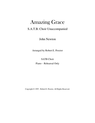 Amazing Grace for SATB Choir unaccompanied