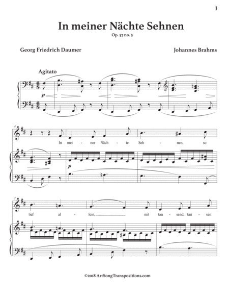BRAHMS: In meiner Nächte Sehnen, Op. 57 no. 5 (transposed to B minor)