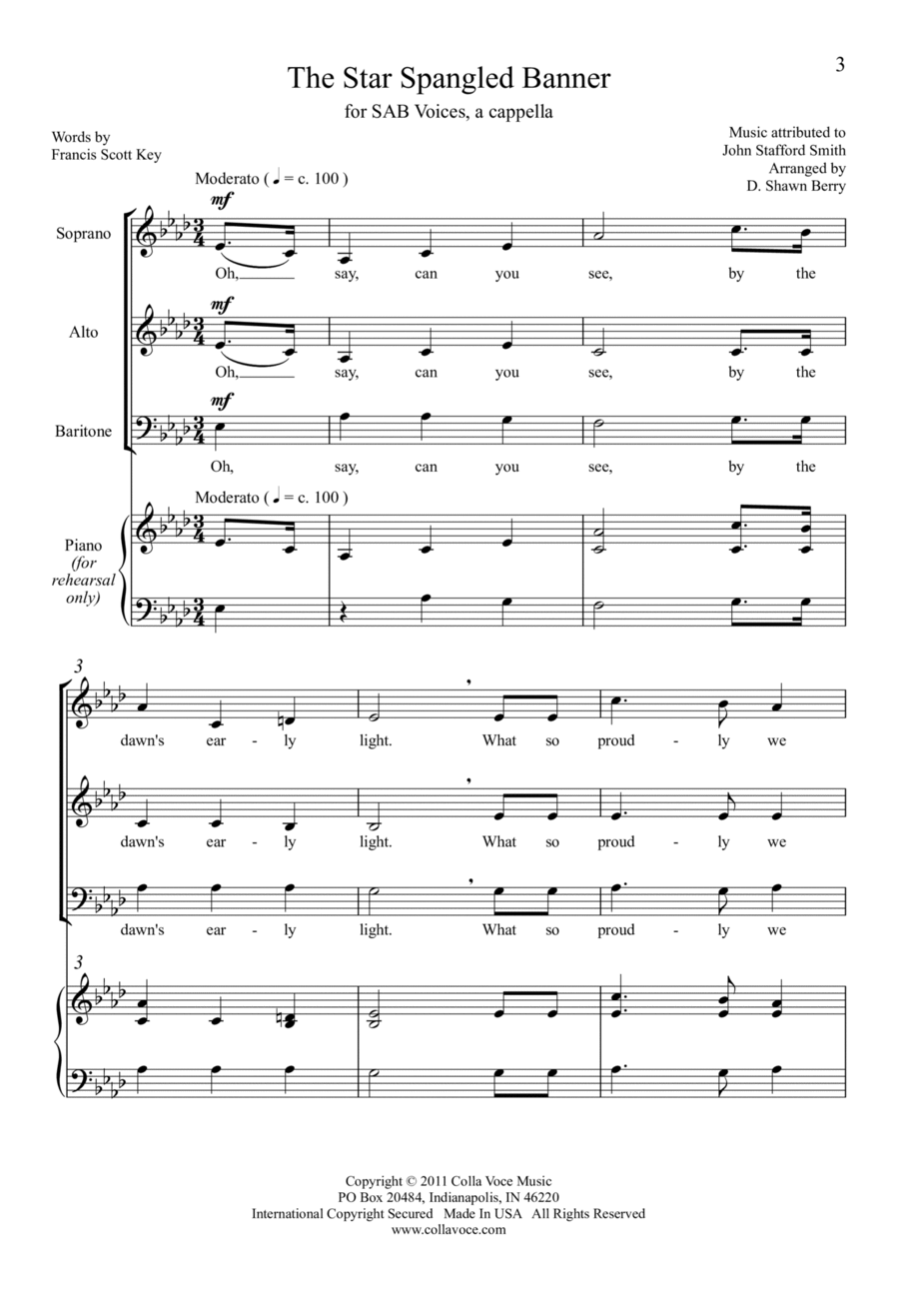 The Star Spangled Banner 3-Part scores gallery preview page 1
