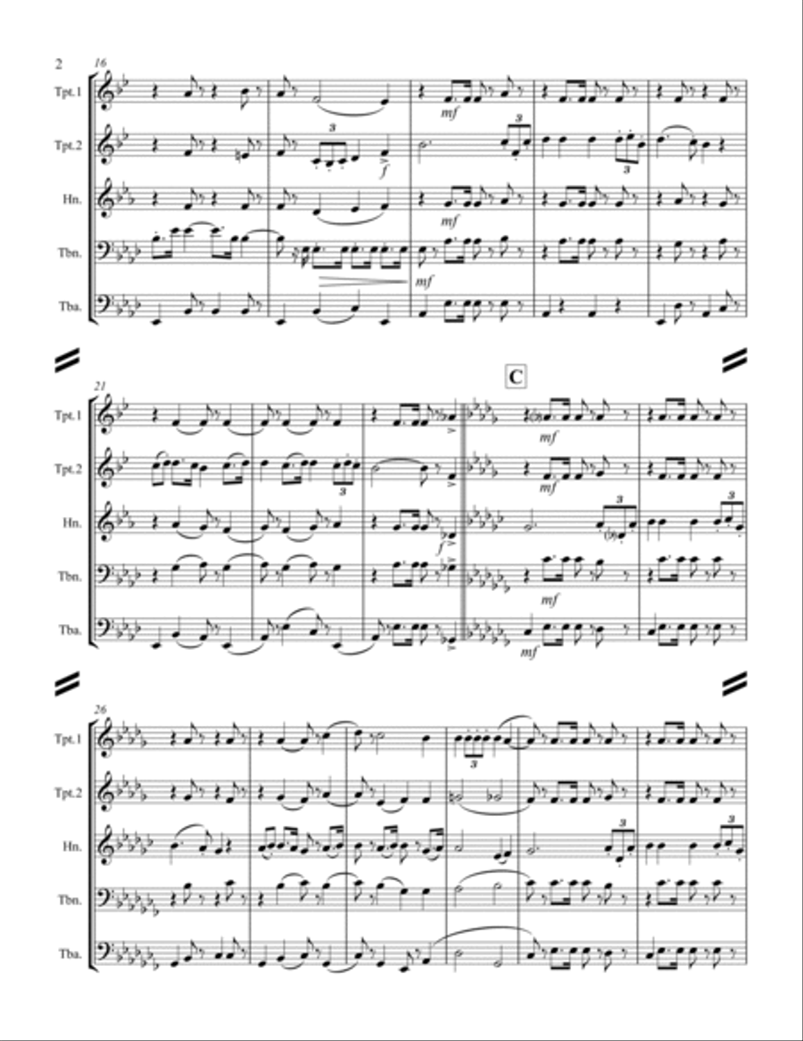 March – Aida March (excerpt from Triumphal March) (for Brass Quintet) Brass Quintet scores gallery preview page 3