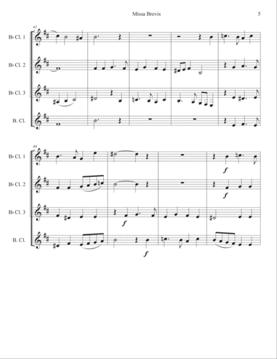 Missa Brevis in d minor Woodwind Quartet scores gallery preview page 6