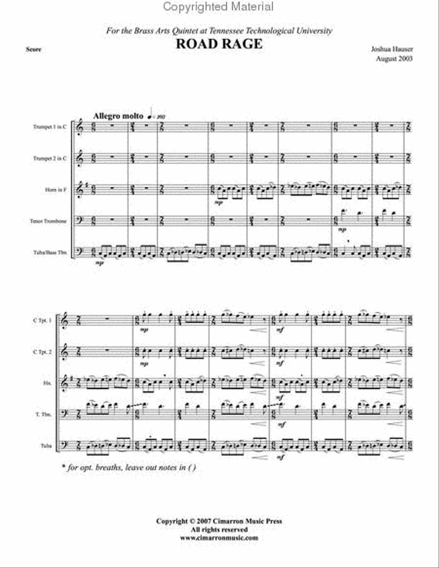 Road Rage Road Rage Brass Quintet scores gallery preview page 2