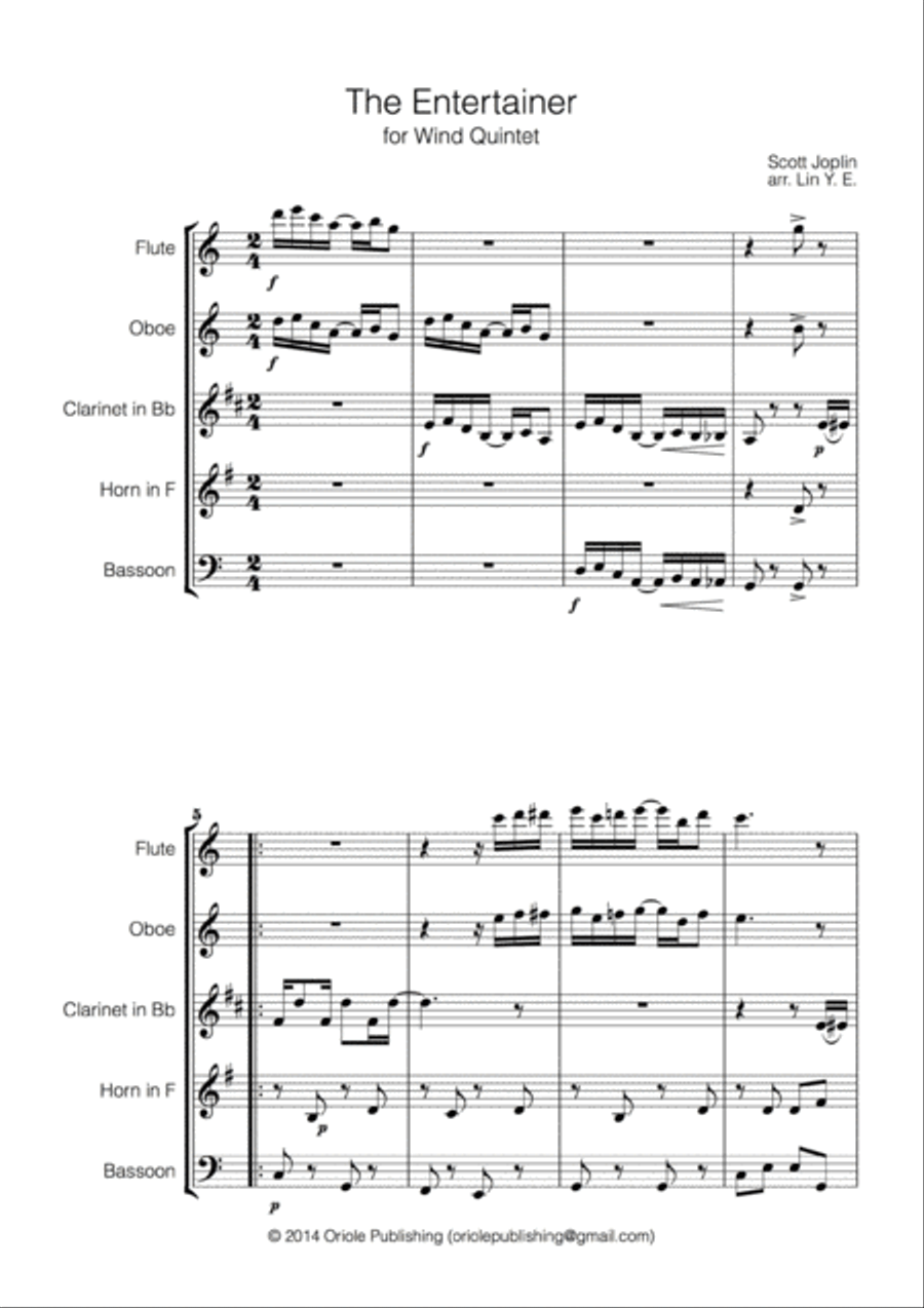 Scott Joplin Suite for Wind Quintet Woodwind Quintet scores gallery preview page 2