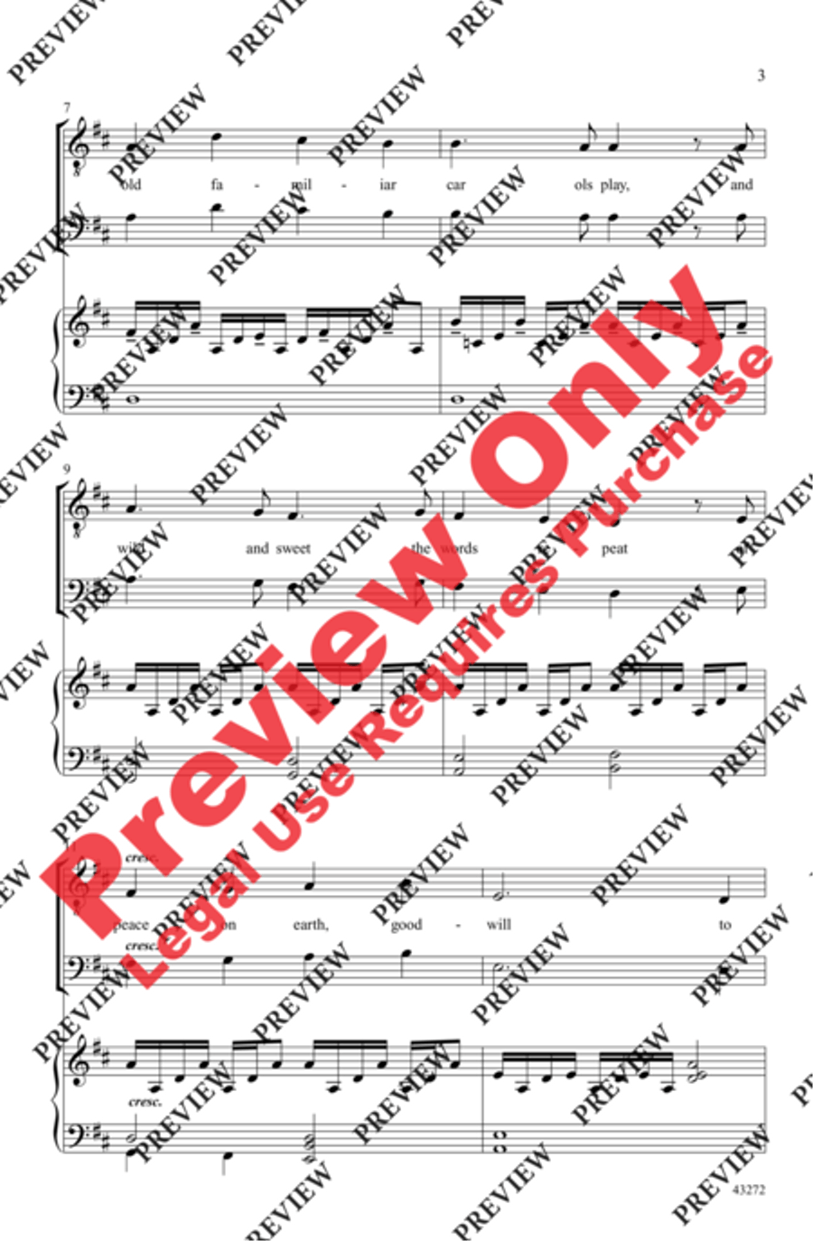 I Heard the Bells on Christmas Day Men's Choir scores gallery preview page 3