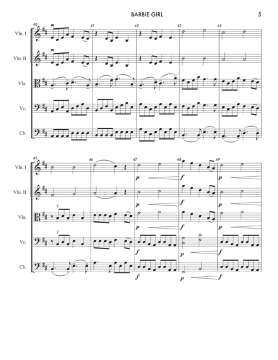 Barbie Girl String Orchestra scores gallery preview page 5