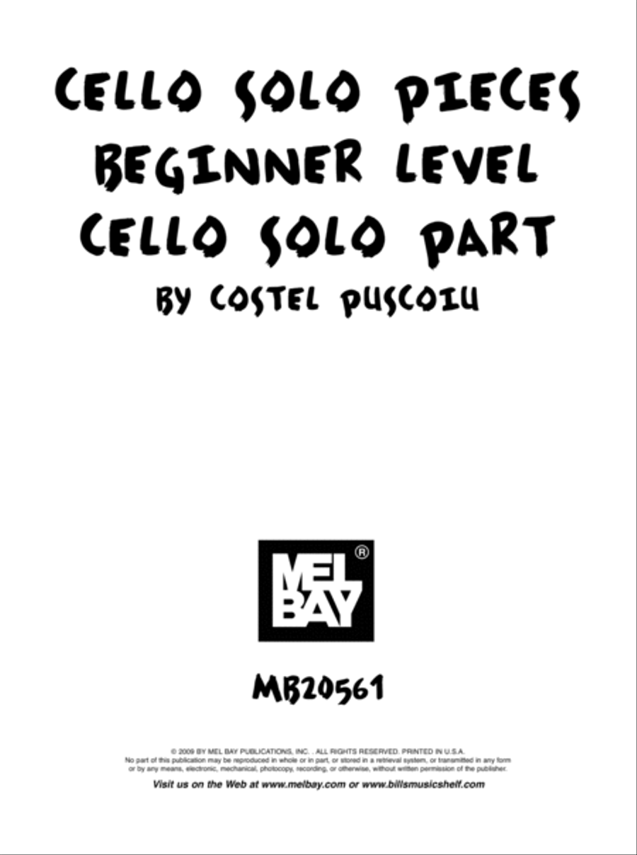 Cello Solo Pieces, Beginner Level