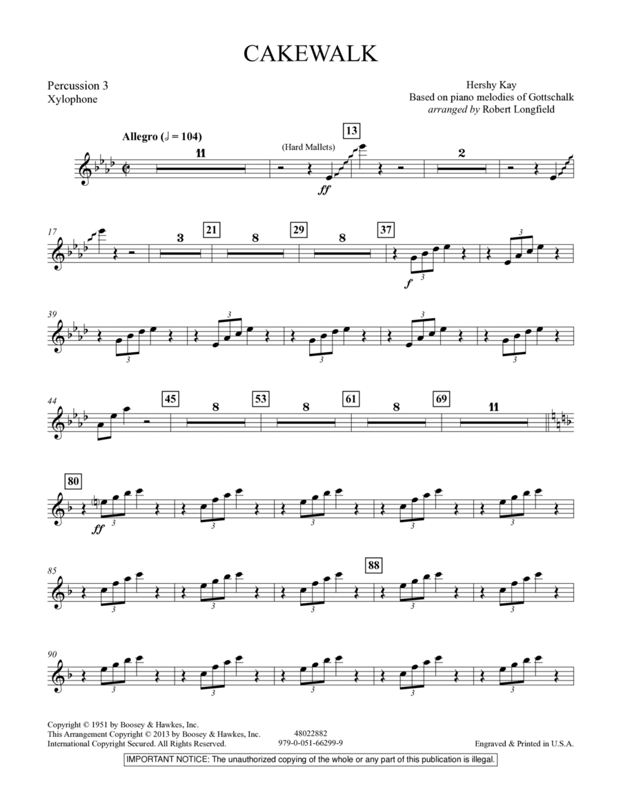 Cakewalk - Percussion 3 Concert Band scores gallery preview page 1