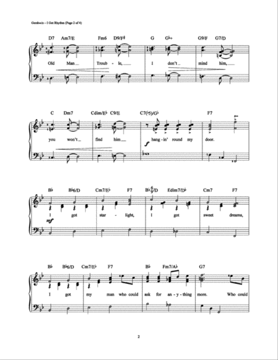 I Got Rhythm Easy Piano scores gallery preview page 2