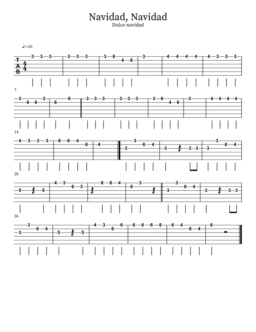 Jingle Bells, Jingle Bells Guitar Tablature scores gallery preview page 1