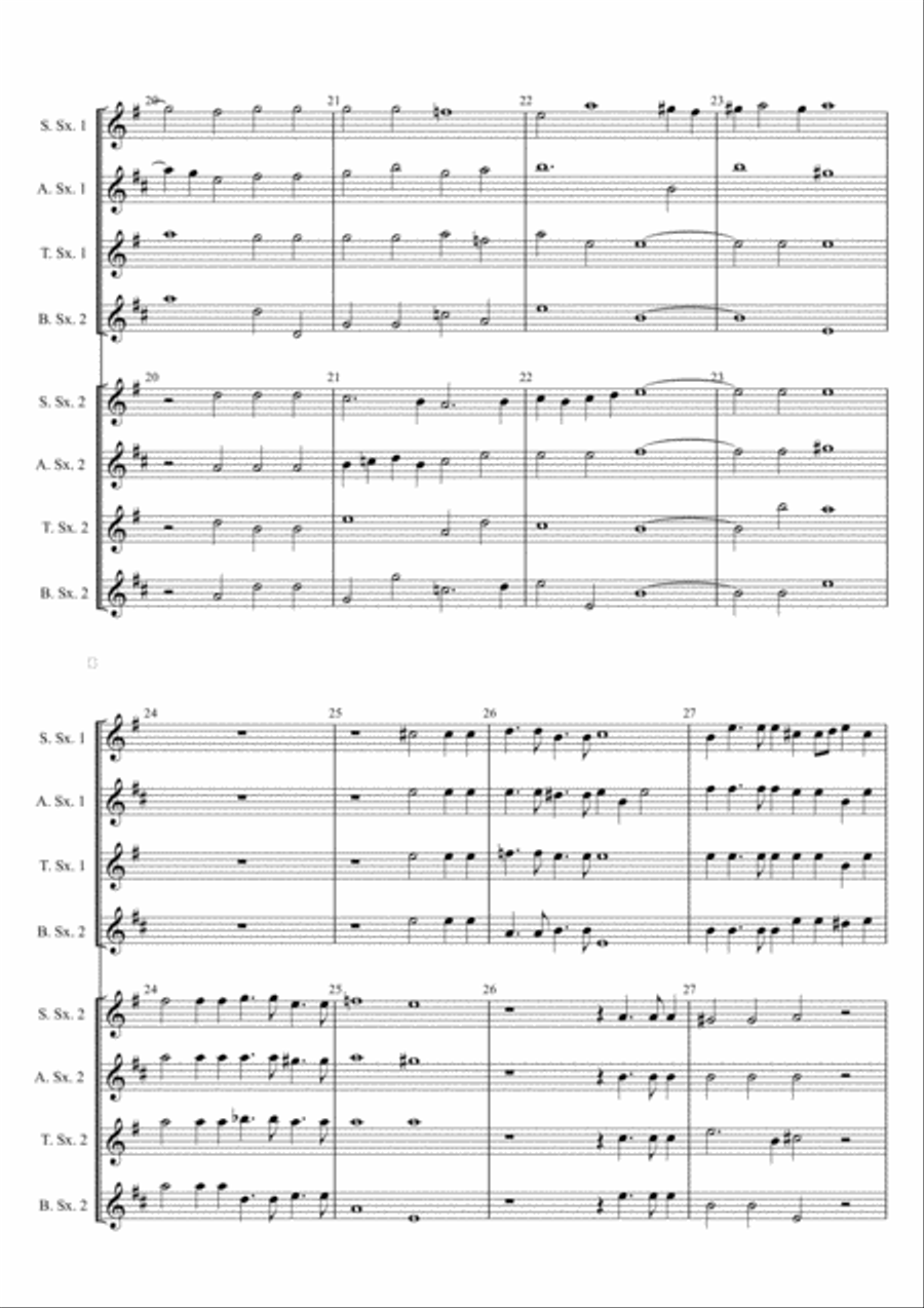 G. Gabrieli - Canzon per sonar septimi toni a 8, Ch.172, arr. for Double Sax quartet Saxophone Quartet scores gallery preview page 3