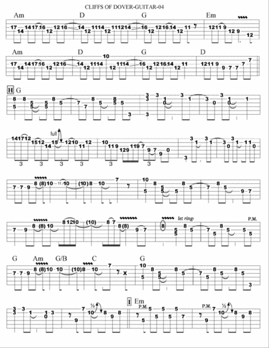 Cliffs Of Dover Guitar Tablature scores gallery preview page 4