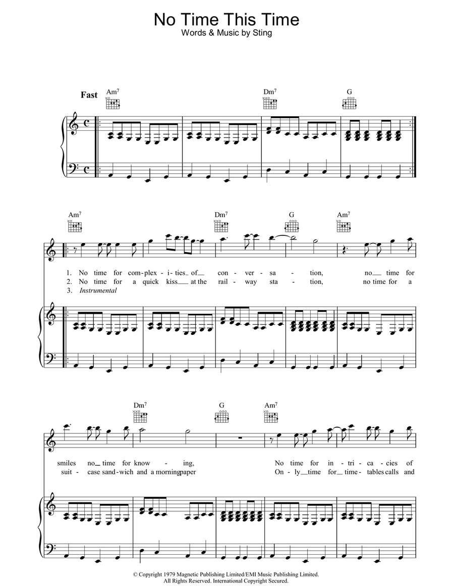 No Time This Time Piano, Vocal, Guitar scores gallery preview page 1