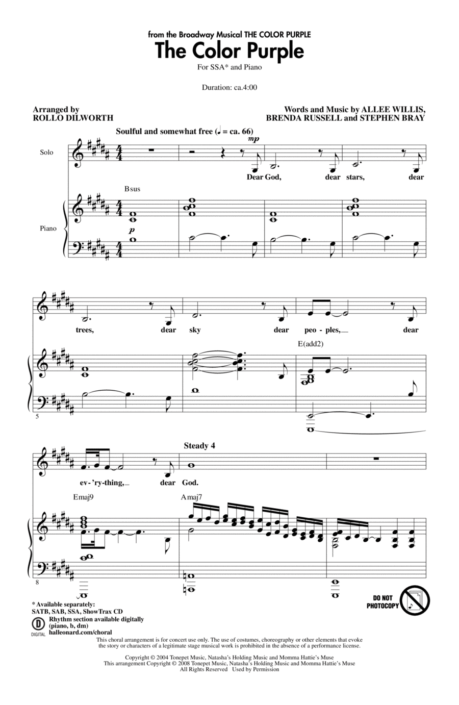 The Color Purple SSA scores gallery preview page 1