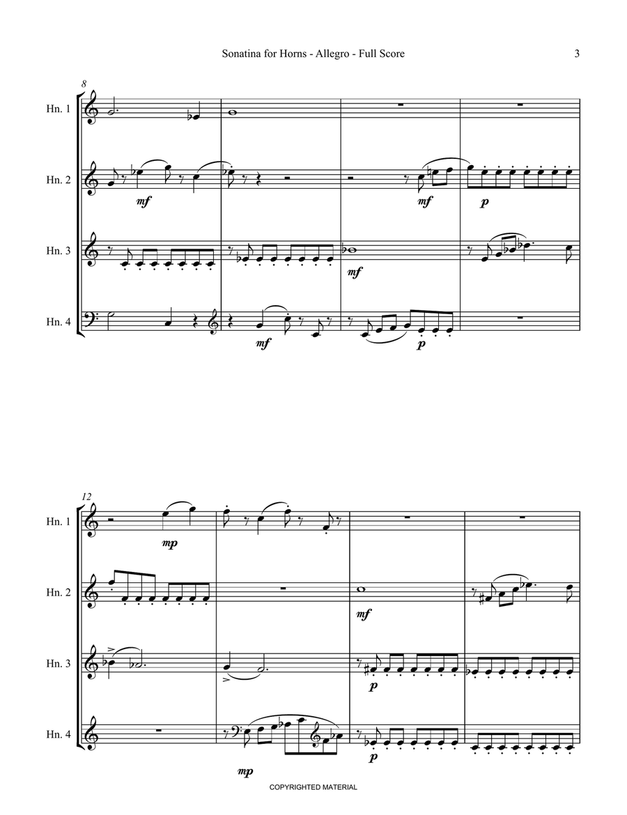 Sonatina for Horns Brass Ensemble scores gallery preview page 3