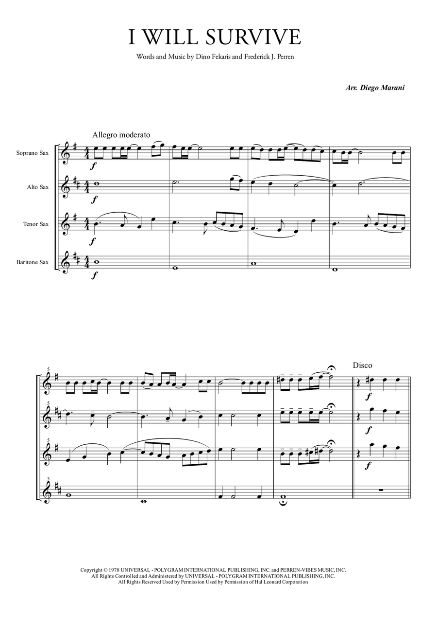 I Will Survive Woodwind Quartet scores gallery preview page 1