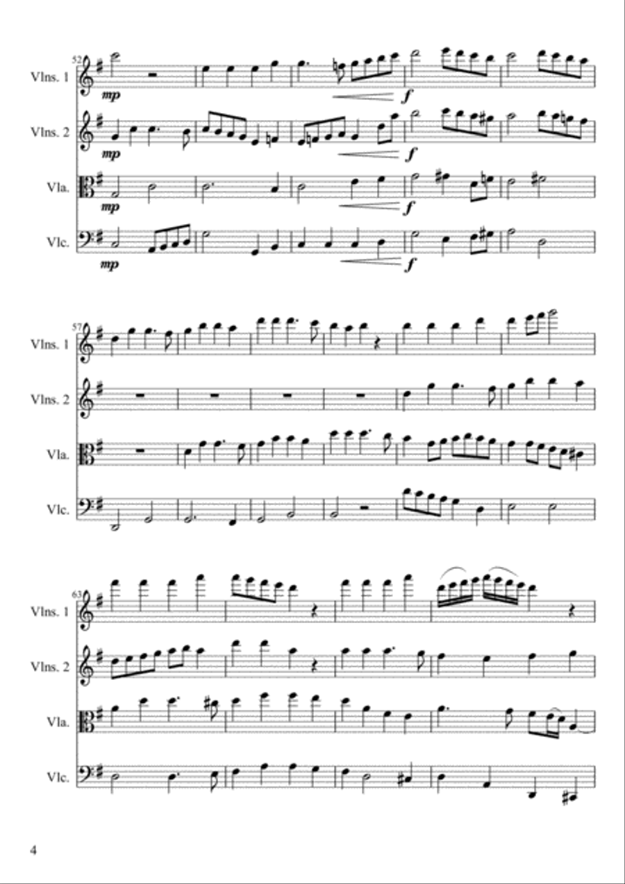 Hark the Herald Angels Sing String Quartet scores gallery preview page 4
