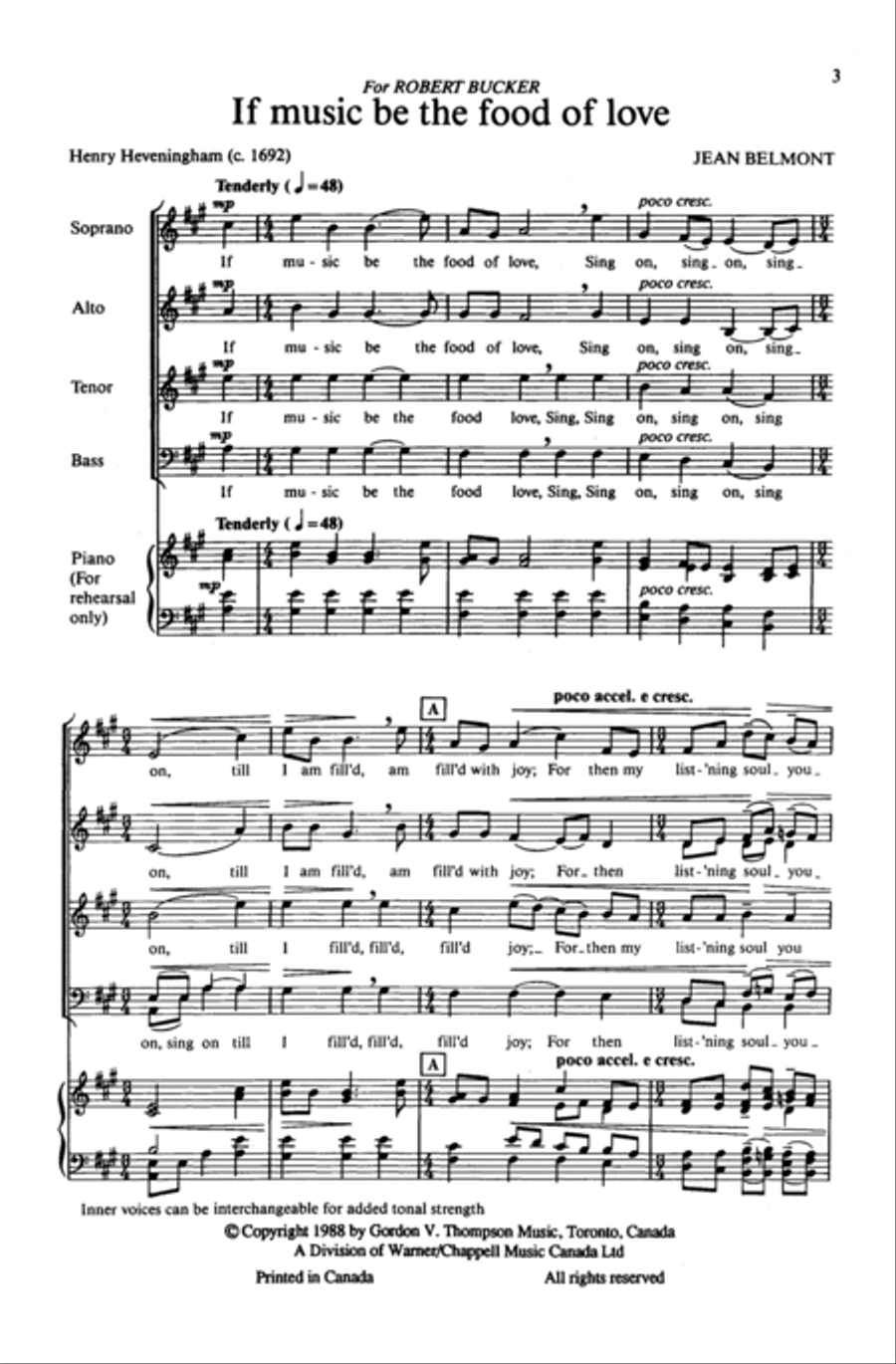 If Music Be the Food of Love 4-Part scores gallery preview page 2