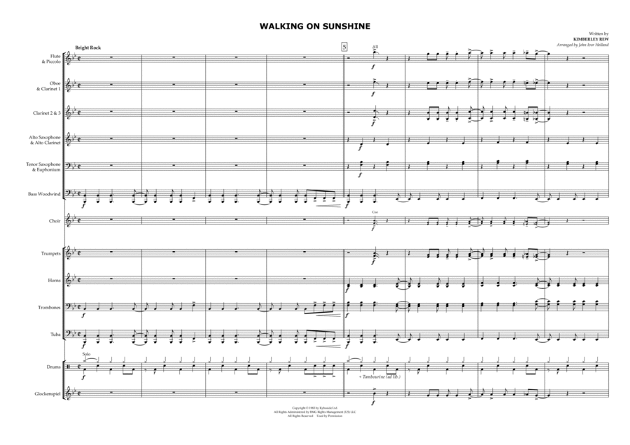 Walking On Sunshine Concert Band scores gallery preview page 1