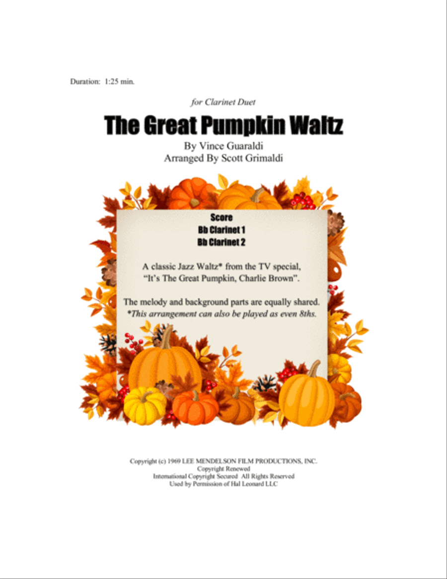 The Great Pumpkin Waltz Woodwind Ensemble scores gallery preview page 1