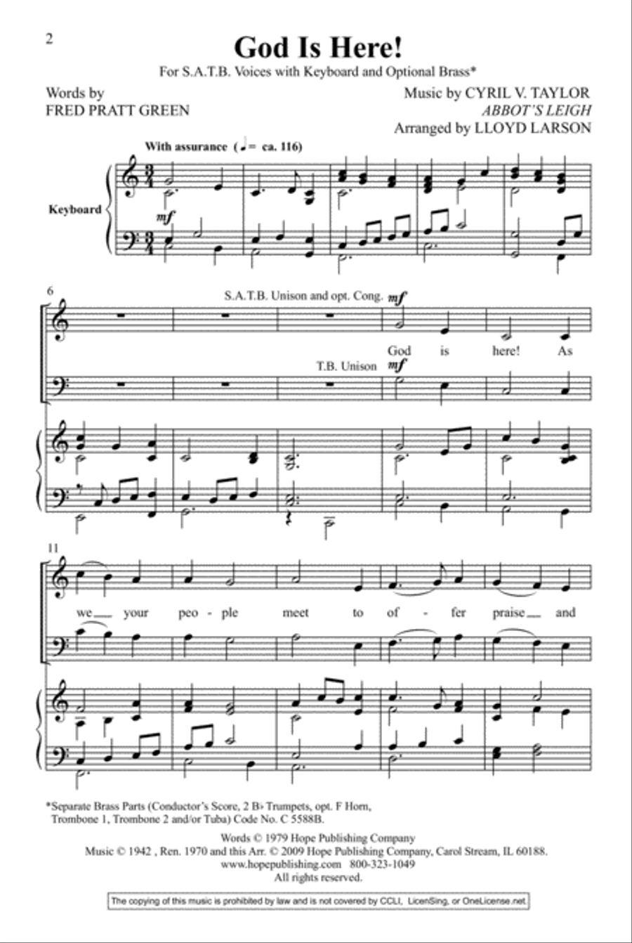 God Is Here! God Is Here! 4-Part scores gallery preview page 2