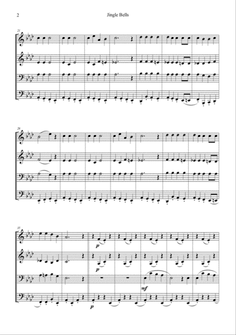 JINGLE BELLS by James Pierpont - for Brass Quartet Brass Quartet scores gallery preview page 3