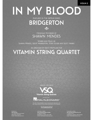 Book cover for In My Blood (from the Netflix series Bridgerton) - Violin 2