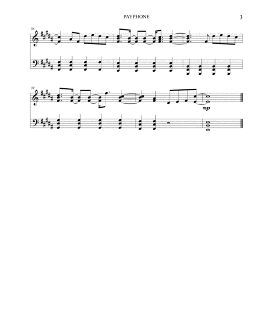 Payphone Easy Piano scores gallery preview page 4