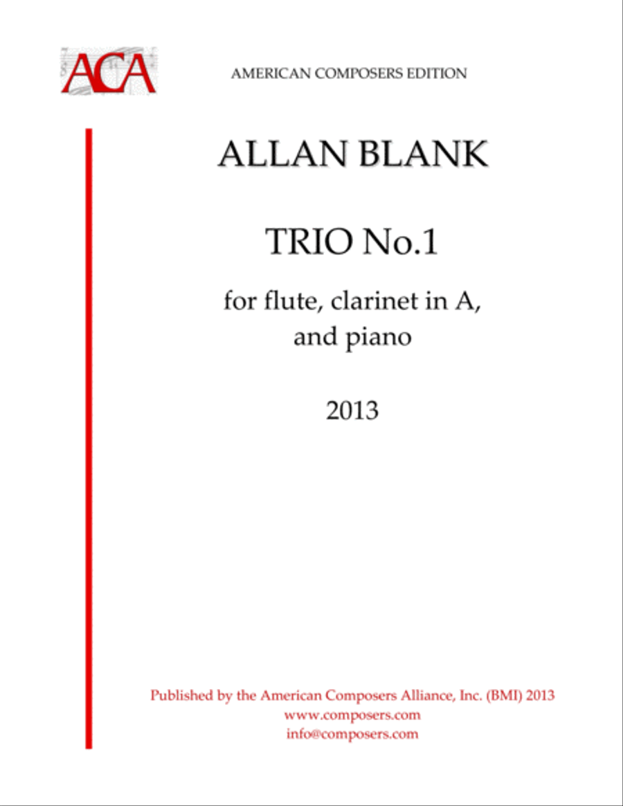 [Blank] Trio No. 1 for Flute, Clarinet, and Piano Small Ensemble scores gallery preview page 1