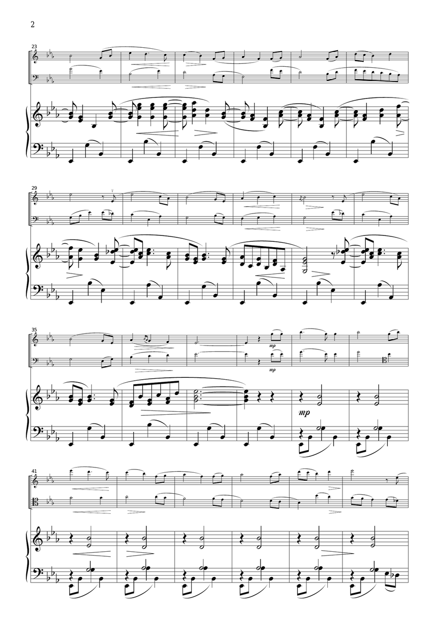 Brahms Lullaby, for piano trio, PB102 Piano Trio scores gallery preview page 2