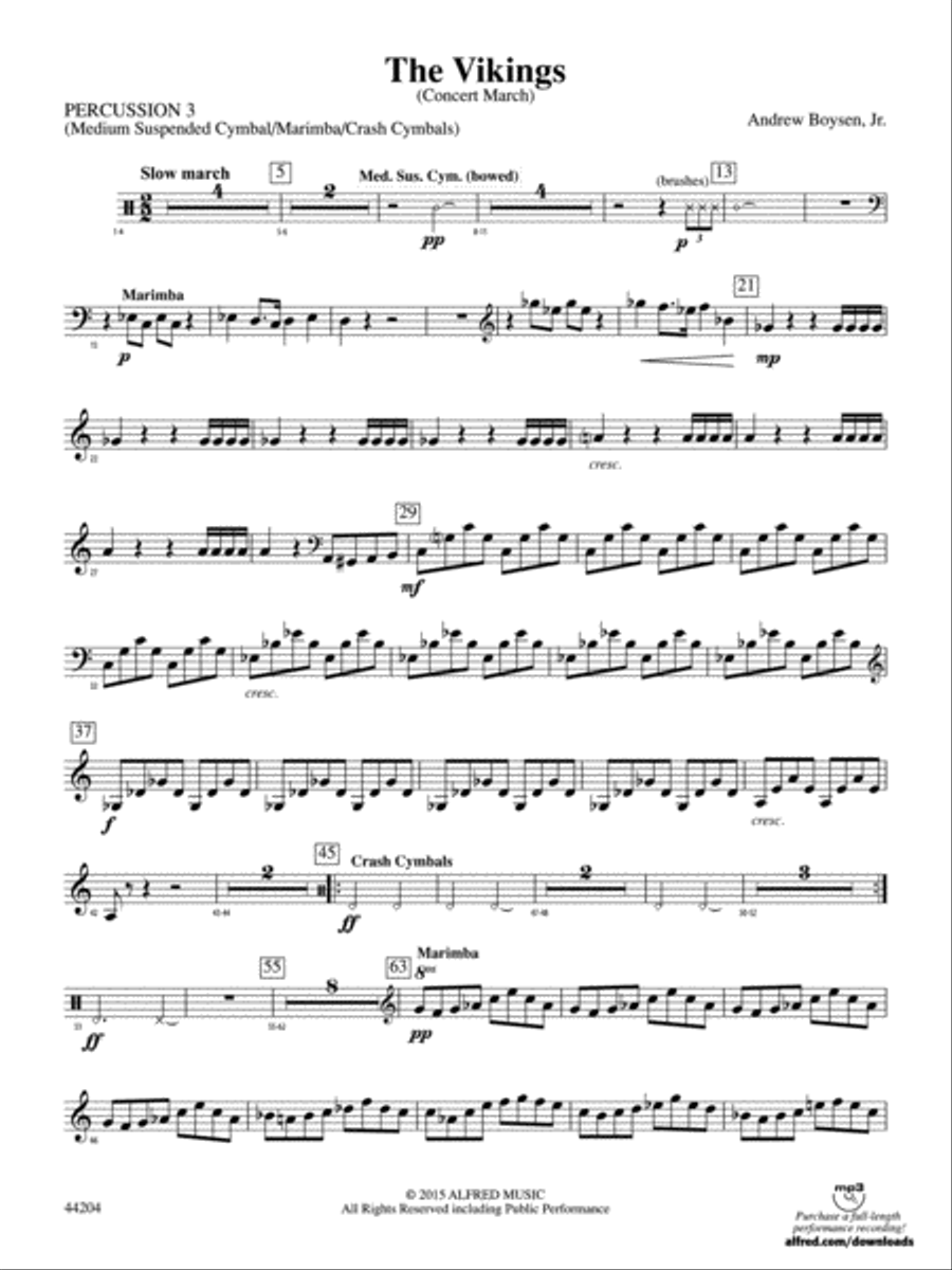 The Vikings: 3rd Percussion Concert Band scores gallery preview page 1